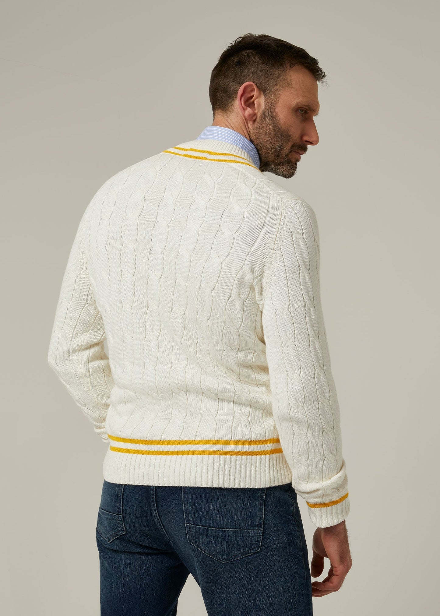 Cotton Cricket Jumper In Ecru and Gold