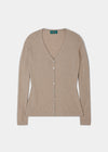 Sally Ladies Cashmere Vee Neck Cardigan In Linen