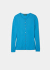 ladies cotton cashmere cardigan in colourway malibu with a crew neck