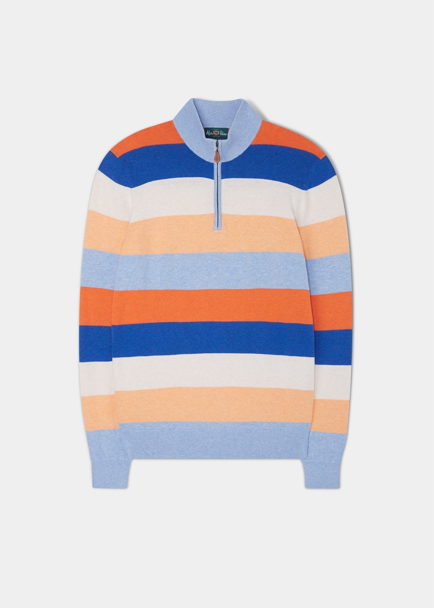 Towbridge Stripe 1/4 Zip Jumper in Steel Blue