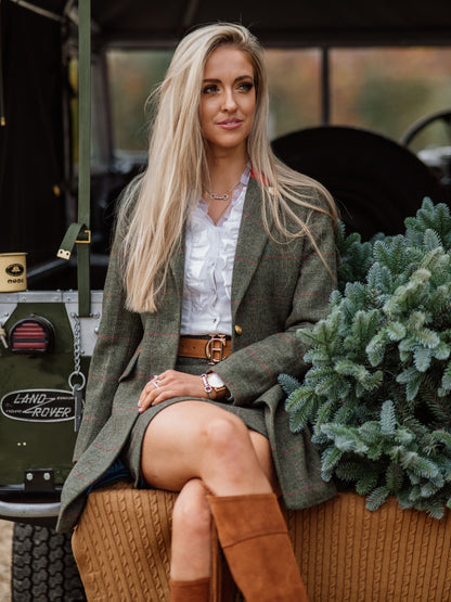 Combrook Ladies Mid-Thigh Tweed Coat In Heath