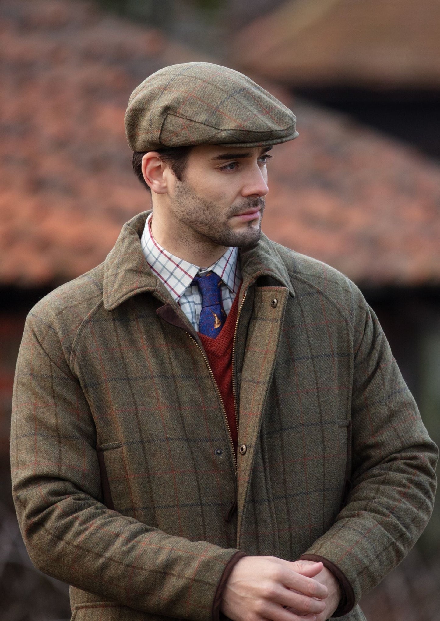 Combrook Men's Waterproof Tweed Coat In Thyme