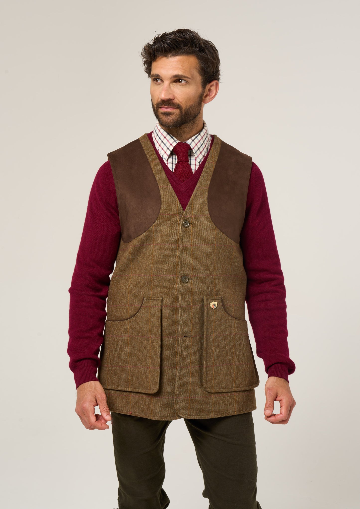 Combrook Men's Tweed Shooting Waistcoat in Hawthorn