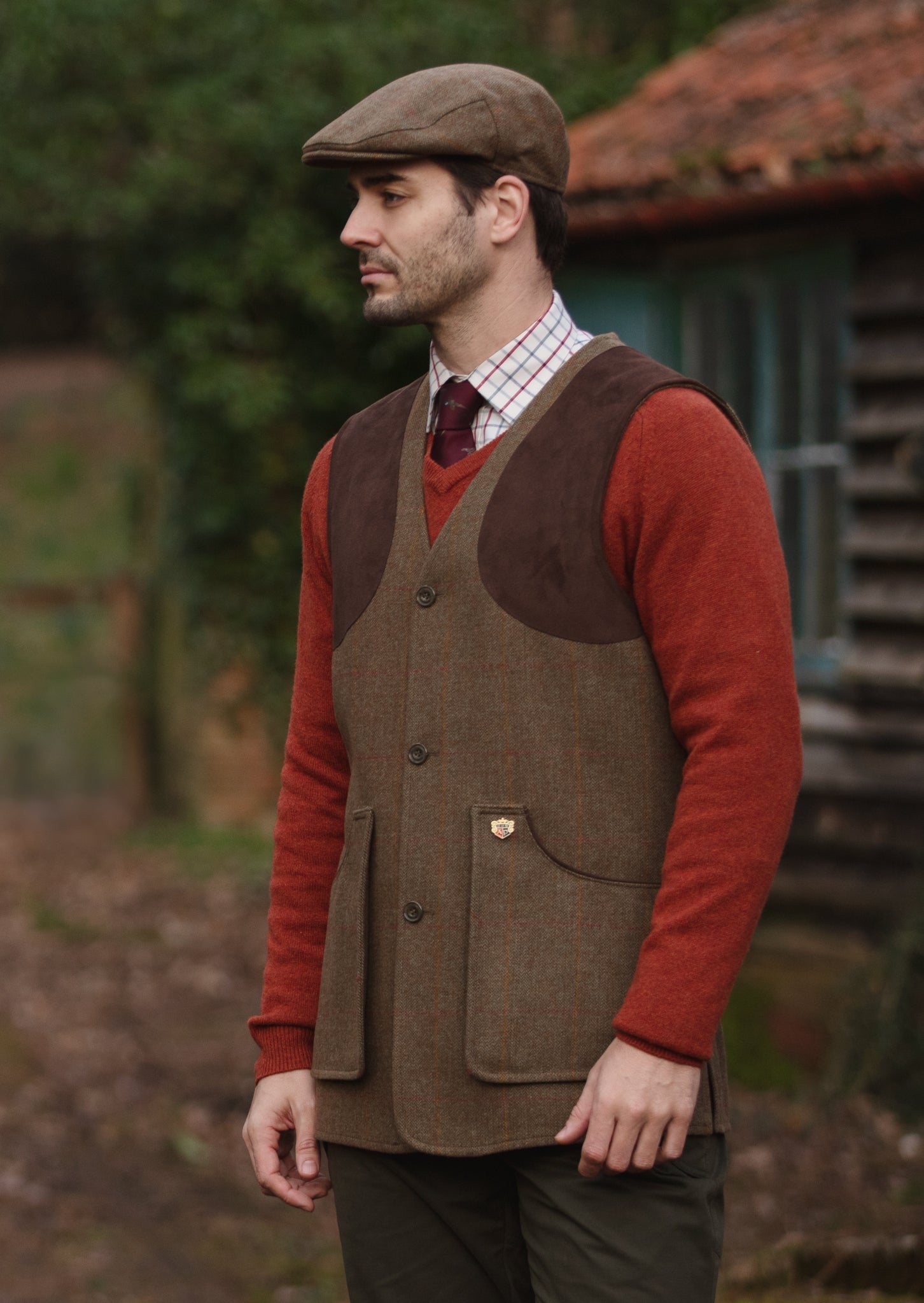 Combrook Men's Tweed Shooting Waistcoat in Hawthorn