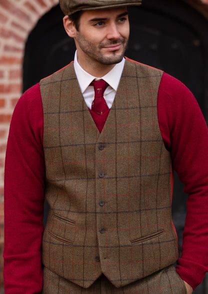 Combrook Men's Tweed Lined-Back Waistcoat In Thyme