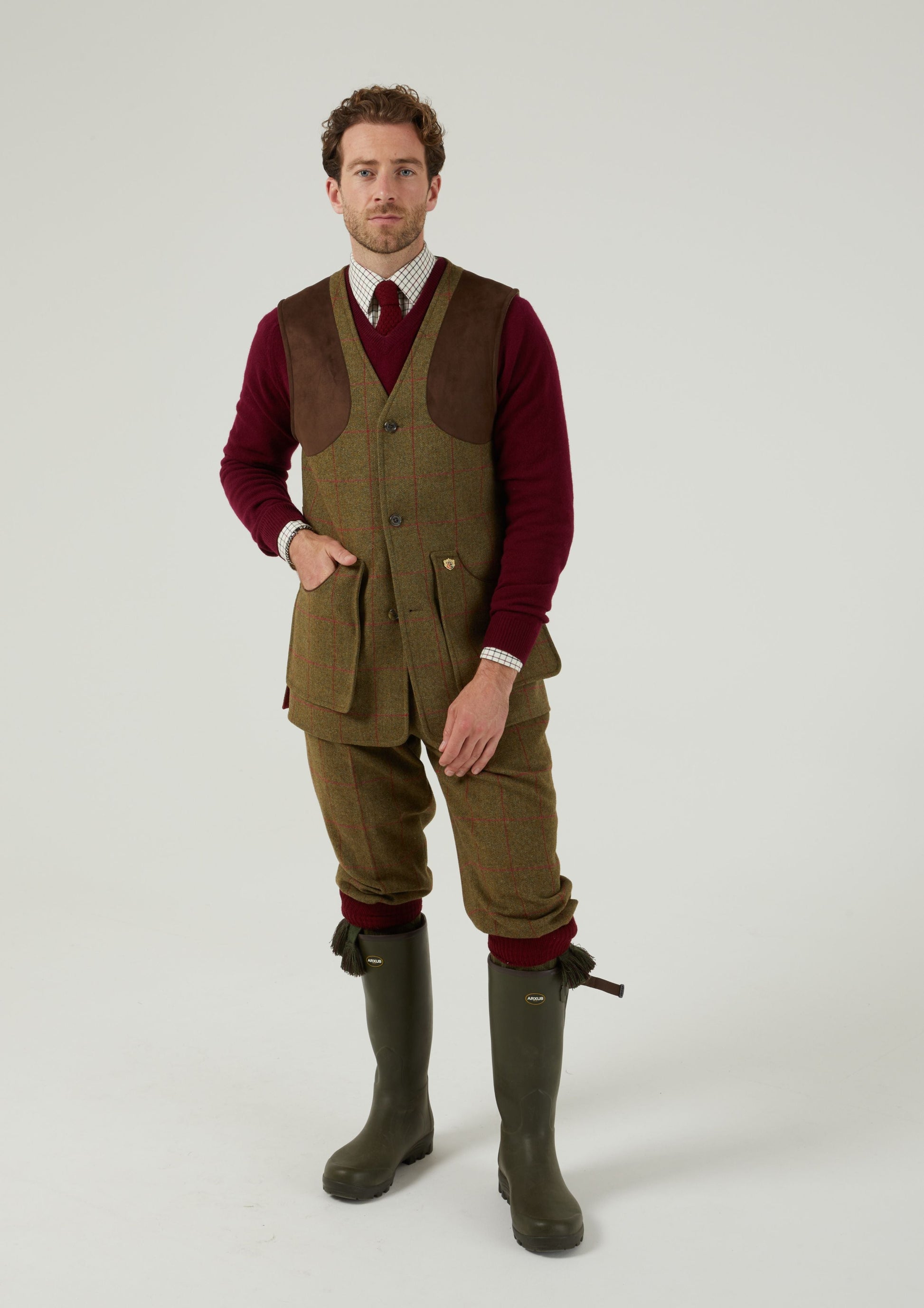 Combrook Men's Tweed Shooting Waistcoat in Sage