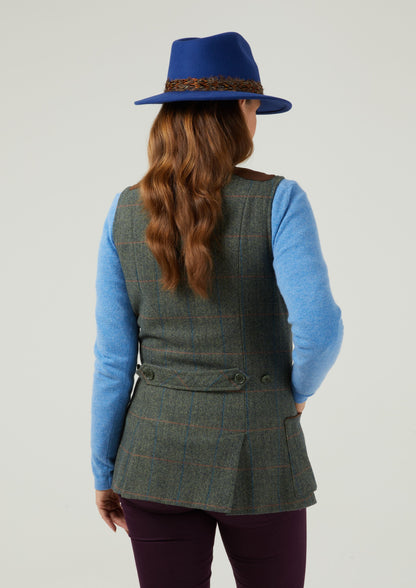 Combrook Ladies Tweed Shooting Waistcoat In Spruce