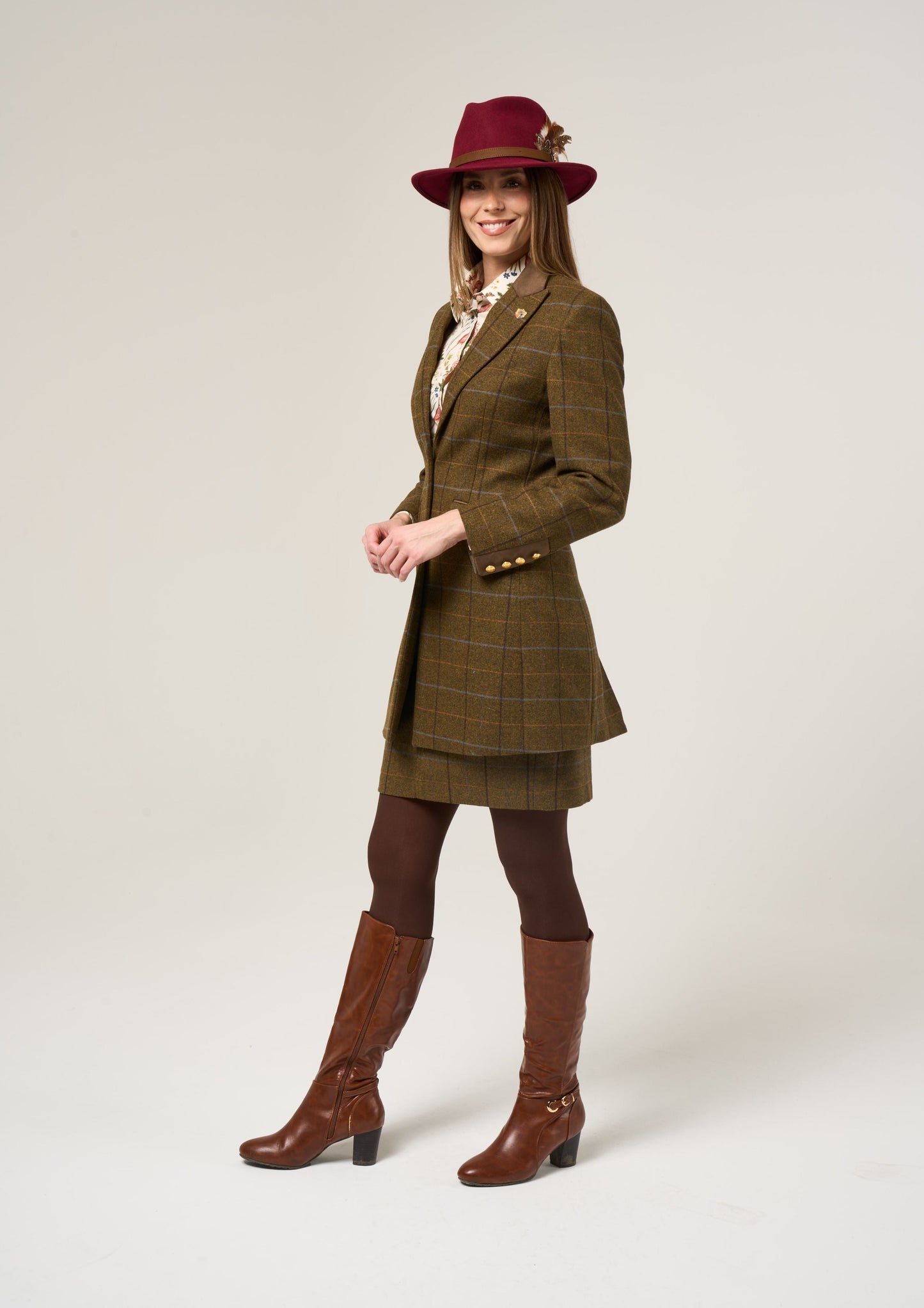 Combrook Ladies Mid-Thigh Coat In Hazel