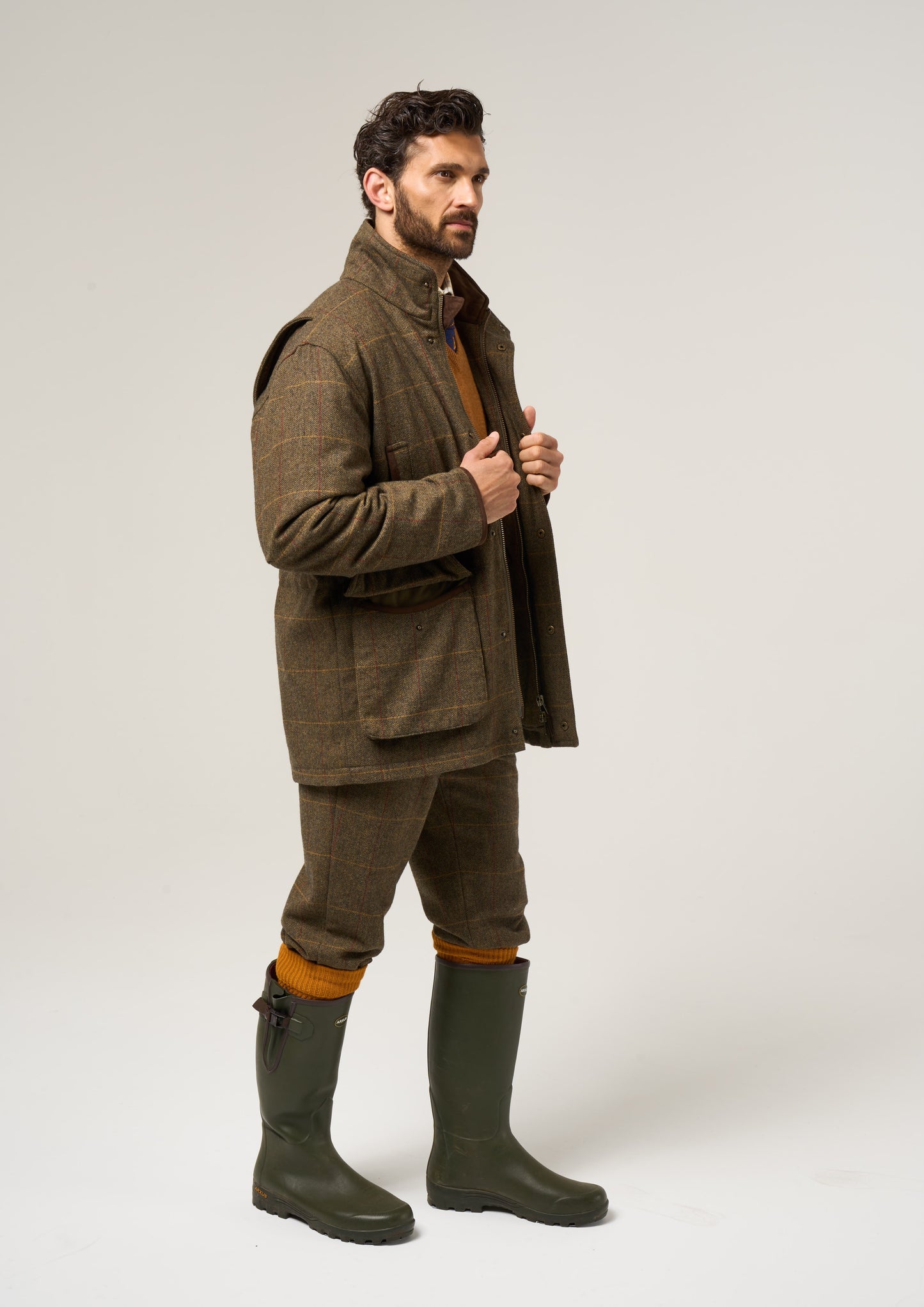 Combrook Men's Tweed Shooting Field Coat In Teak