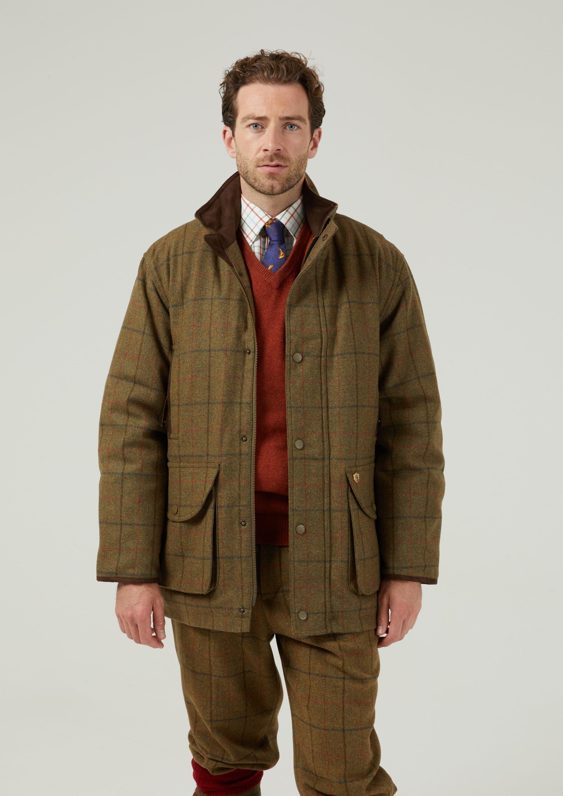 Combrook Men's Tweed Shooting Field Coat In Thyme