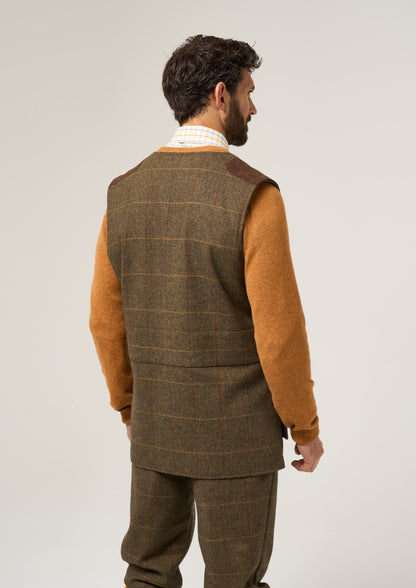 Combrook Men's Tweed Shooting Waistcoat in Teak