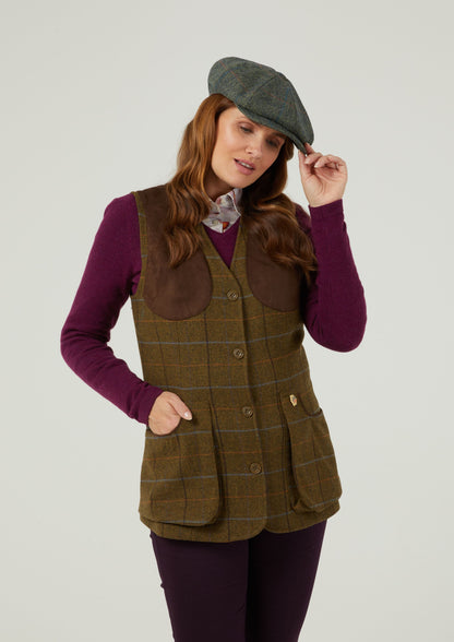 Combrook Ladies Tweed Shooting Waistcoat In Hazel 