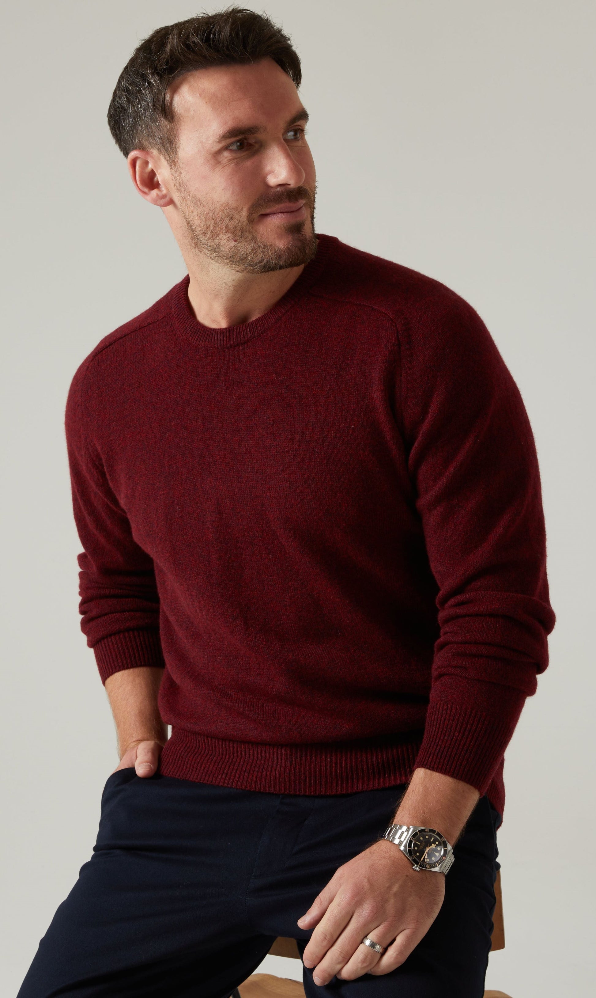 Dorset Men's Lambswool Jumper in Red Velvet 