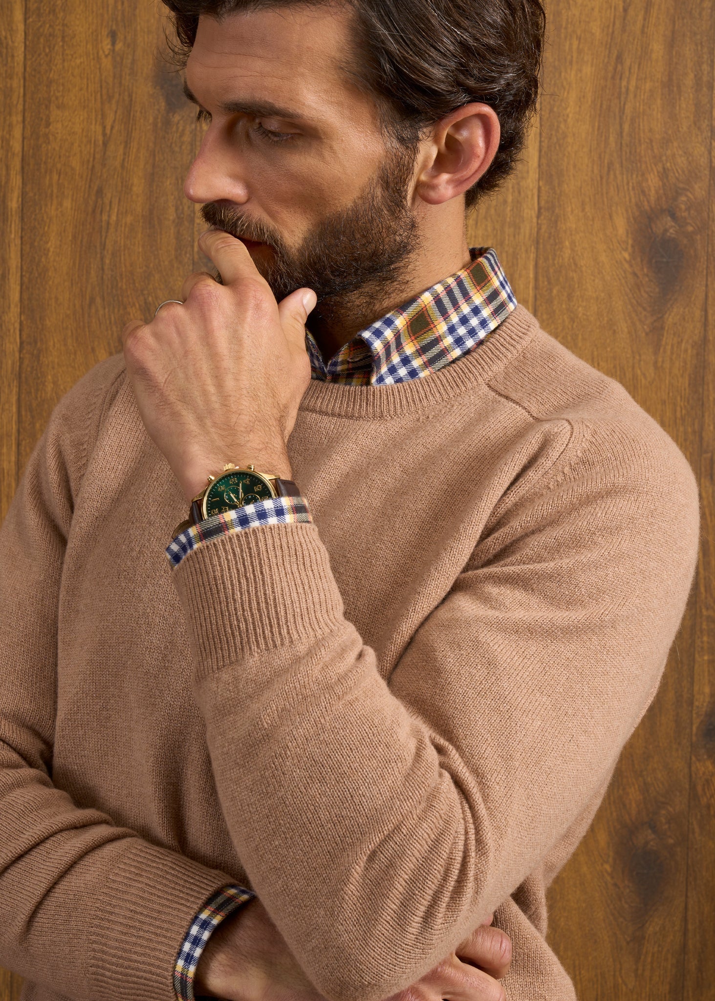 Dorset Men's Lambswool Jumper in Camel - Classic Fit