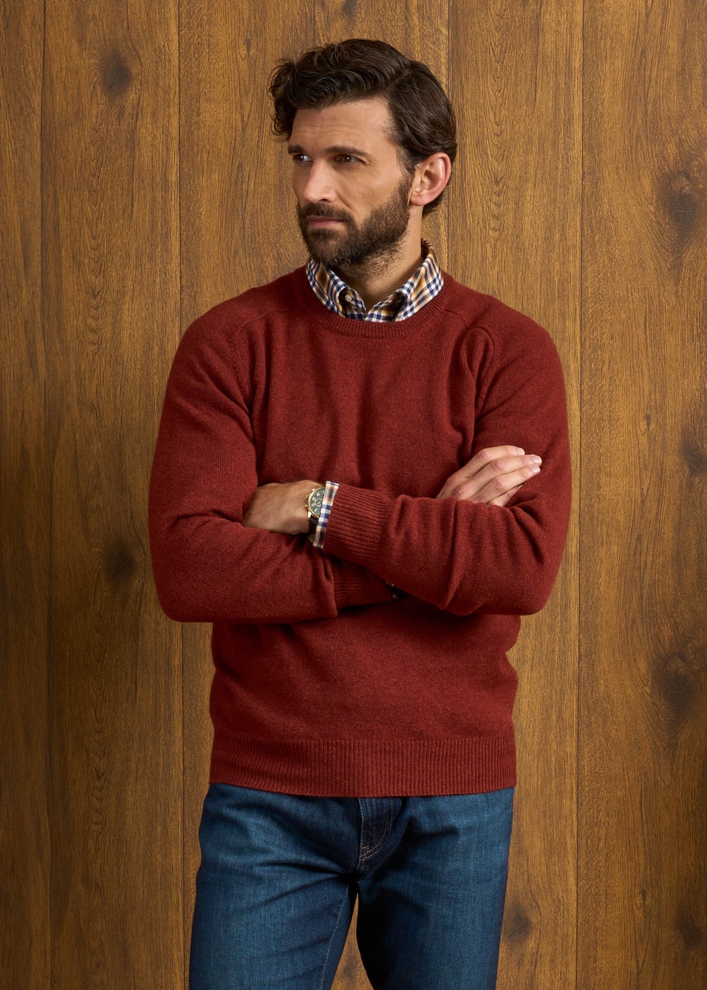 Dorset Men's Lambswool Jumper in Sienna - Classic Fit