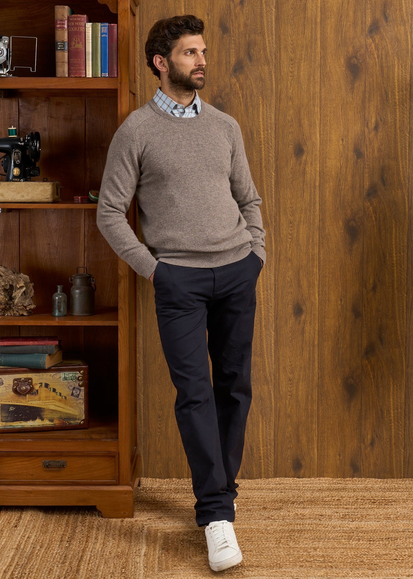 Dorset Men's Lambswool Jumper in Vole - Classic Fit