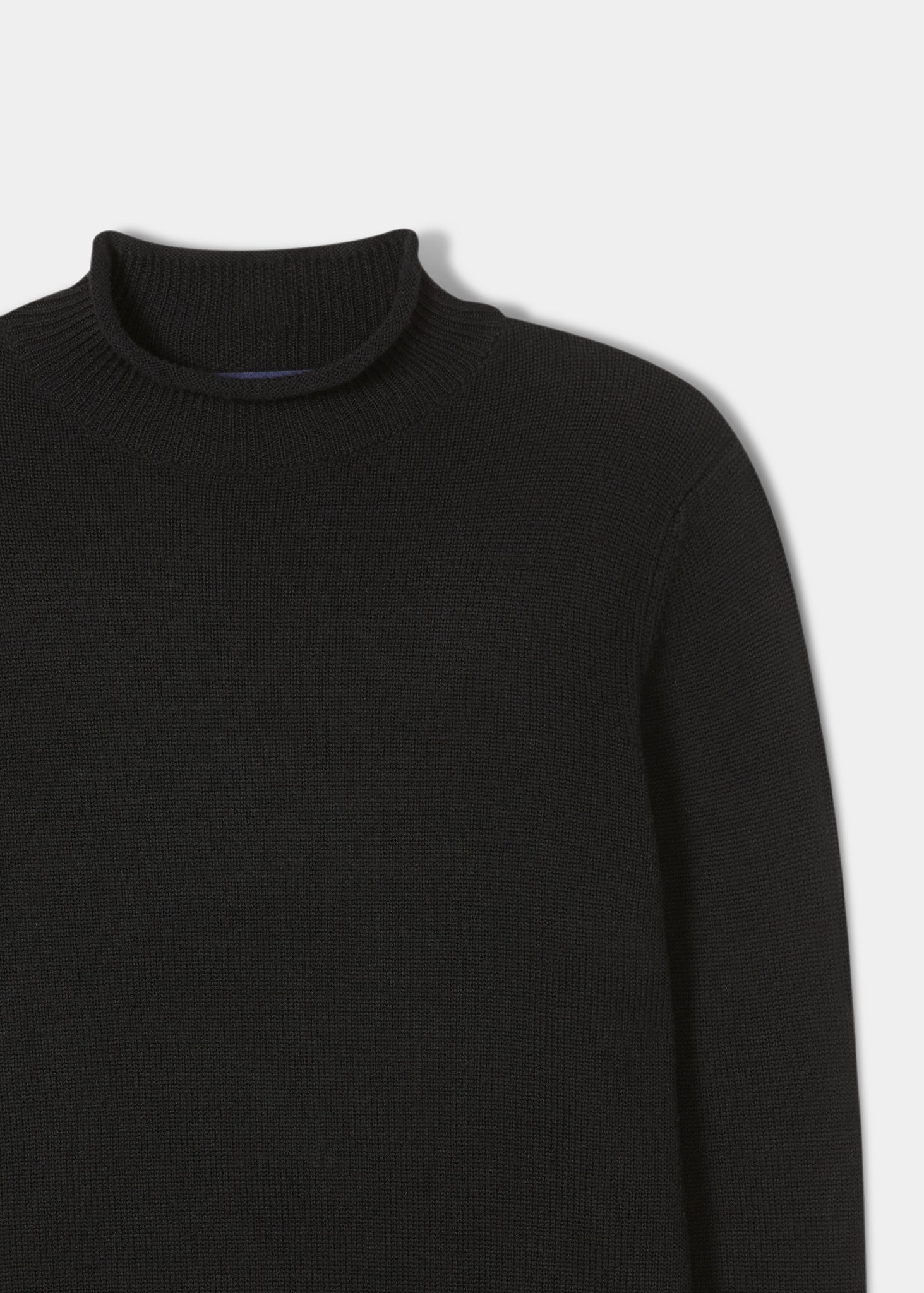 Mens Rolled Collar Jumper In Black