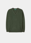 Geelong Wool Vee Neck Jumper in Loden 