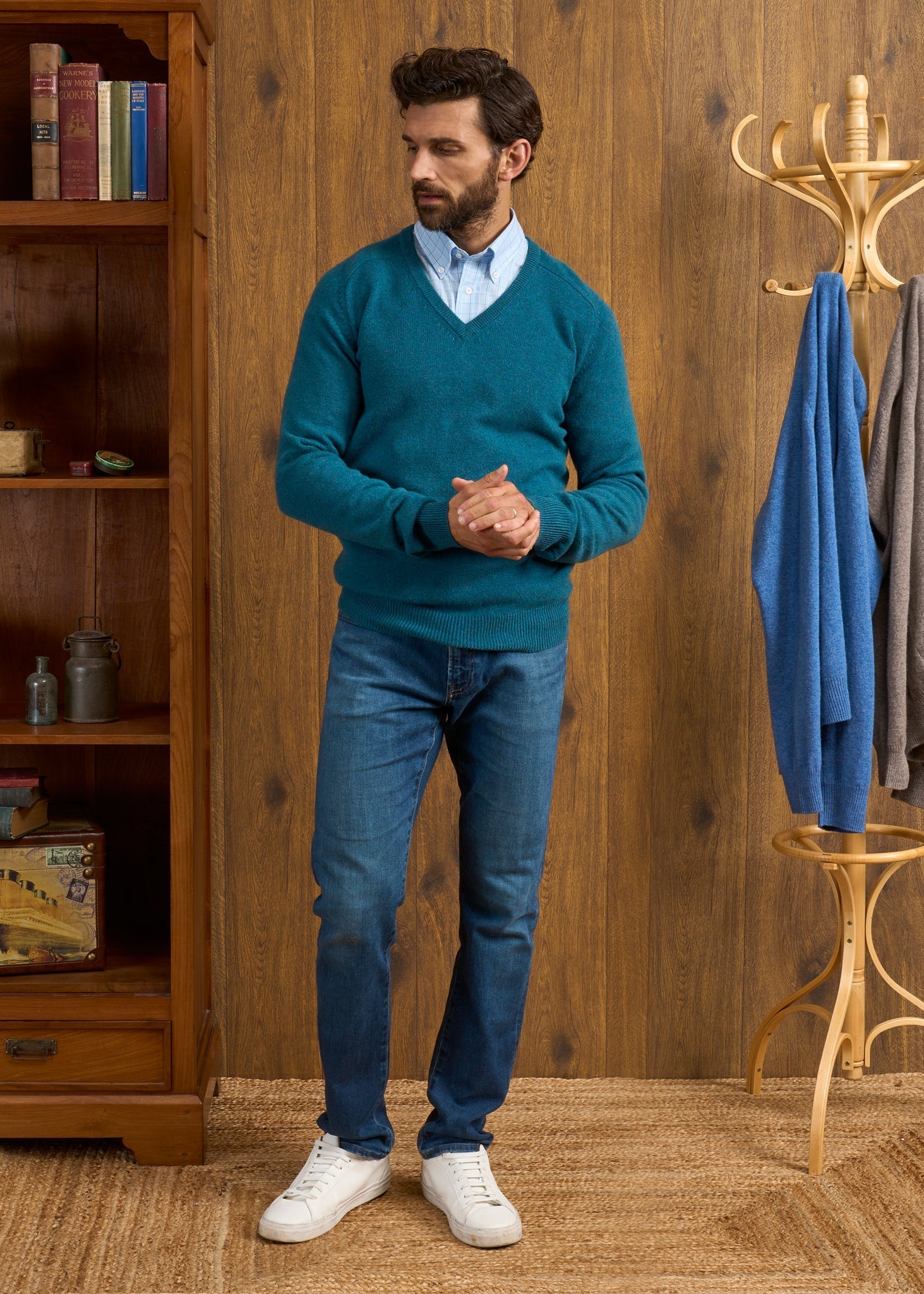 Hampshire Lambswool Jumper in Grecian Sea