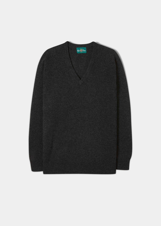 Hampshire Lambswool Saddle Shoulder Charcoal Jumper