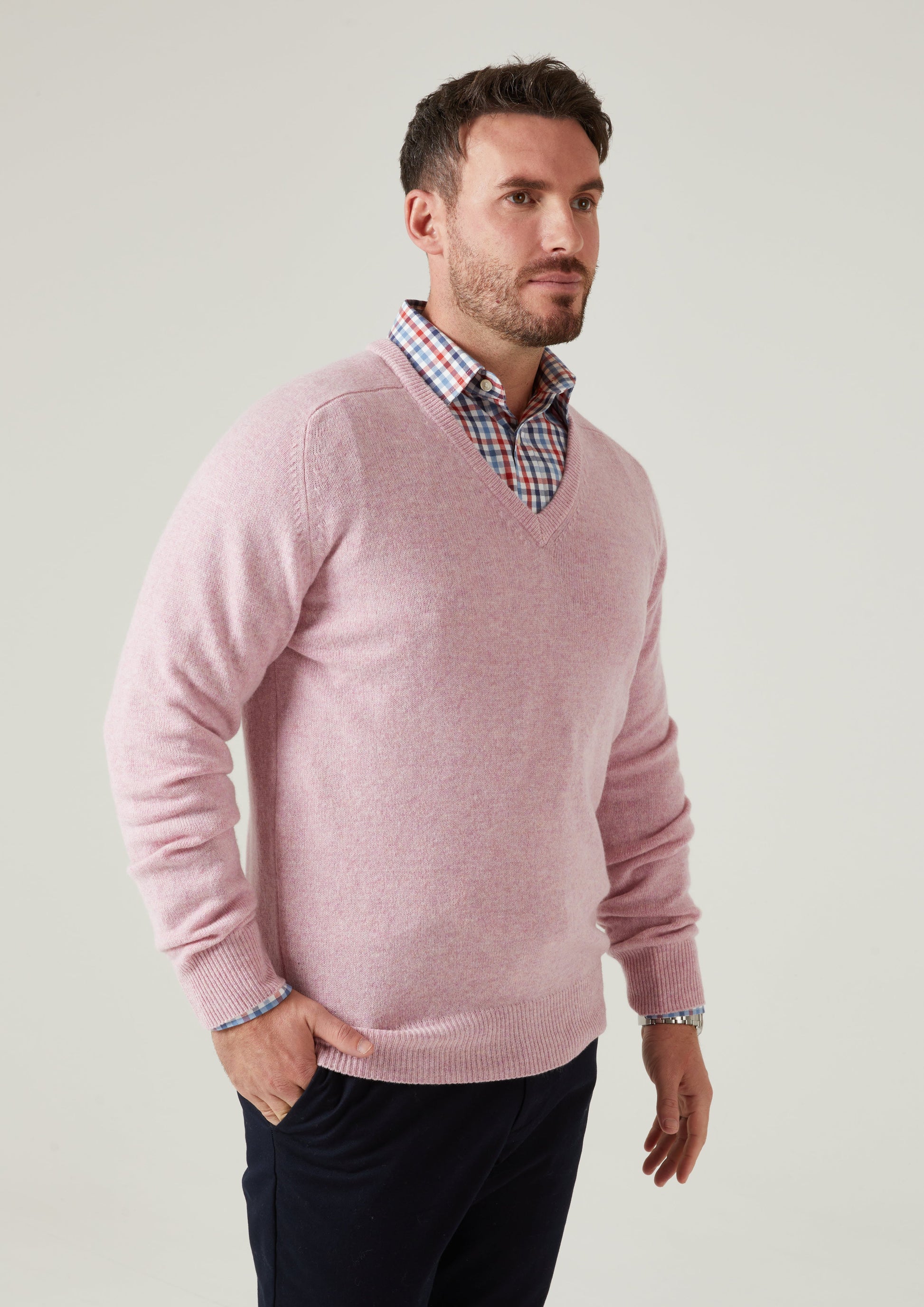 Hampshire Lambswool Jumper in Pink Haze