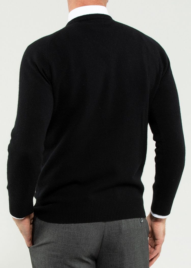 Hampshire Lambswool Saddle Shoulder Black Jumper 