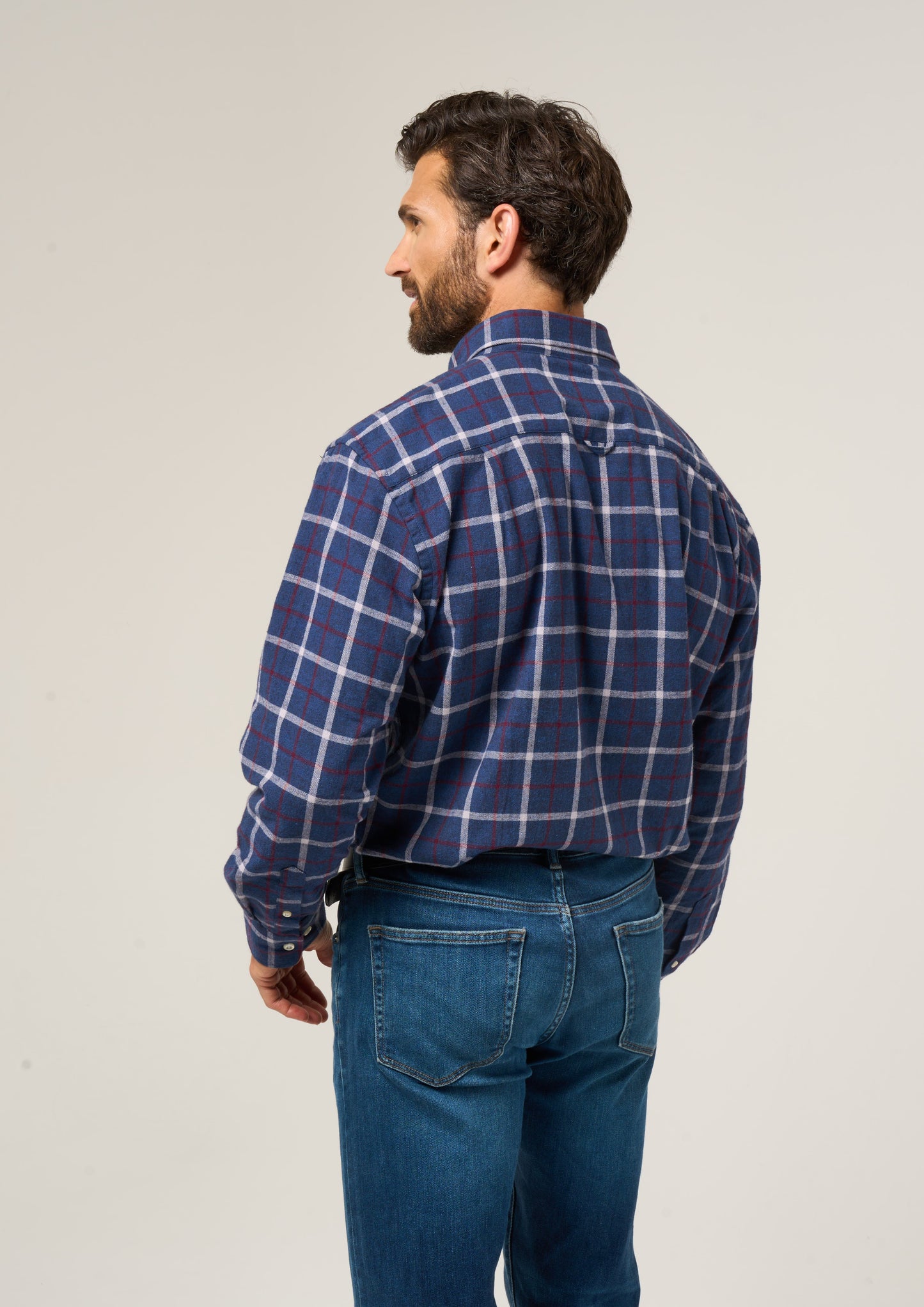 Ilkley Flannel Check Shirt In Blue