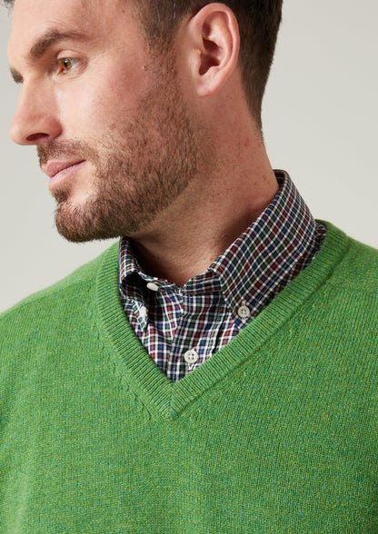 Kilsyth Men's Lambswool Jumper in Watercress