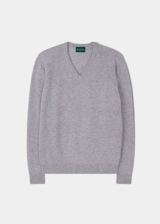 Kilsyth Men's Lambswool Jumper in Pearl Grey - Regular Fit