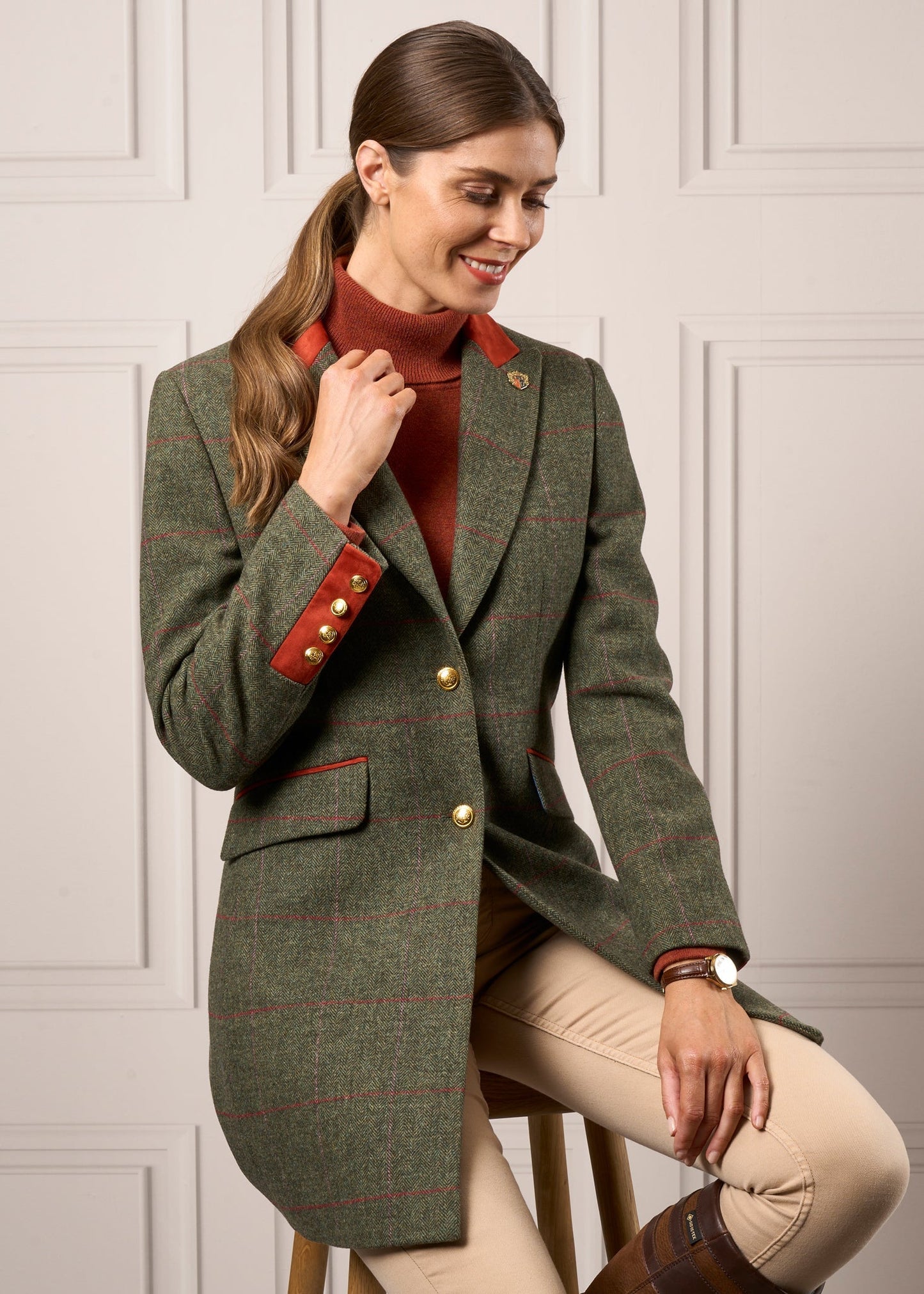 Combrook Ladies Mid-Thigh Coat In Heath 