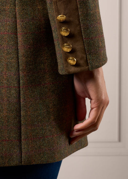 Surrey Ladies Mid-Thigh Tweed Coat In Hemlock