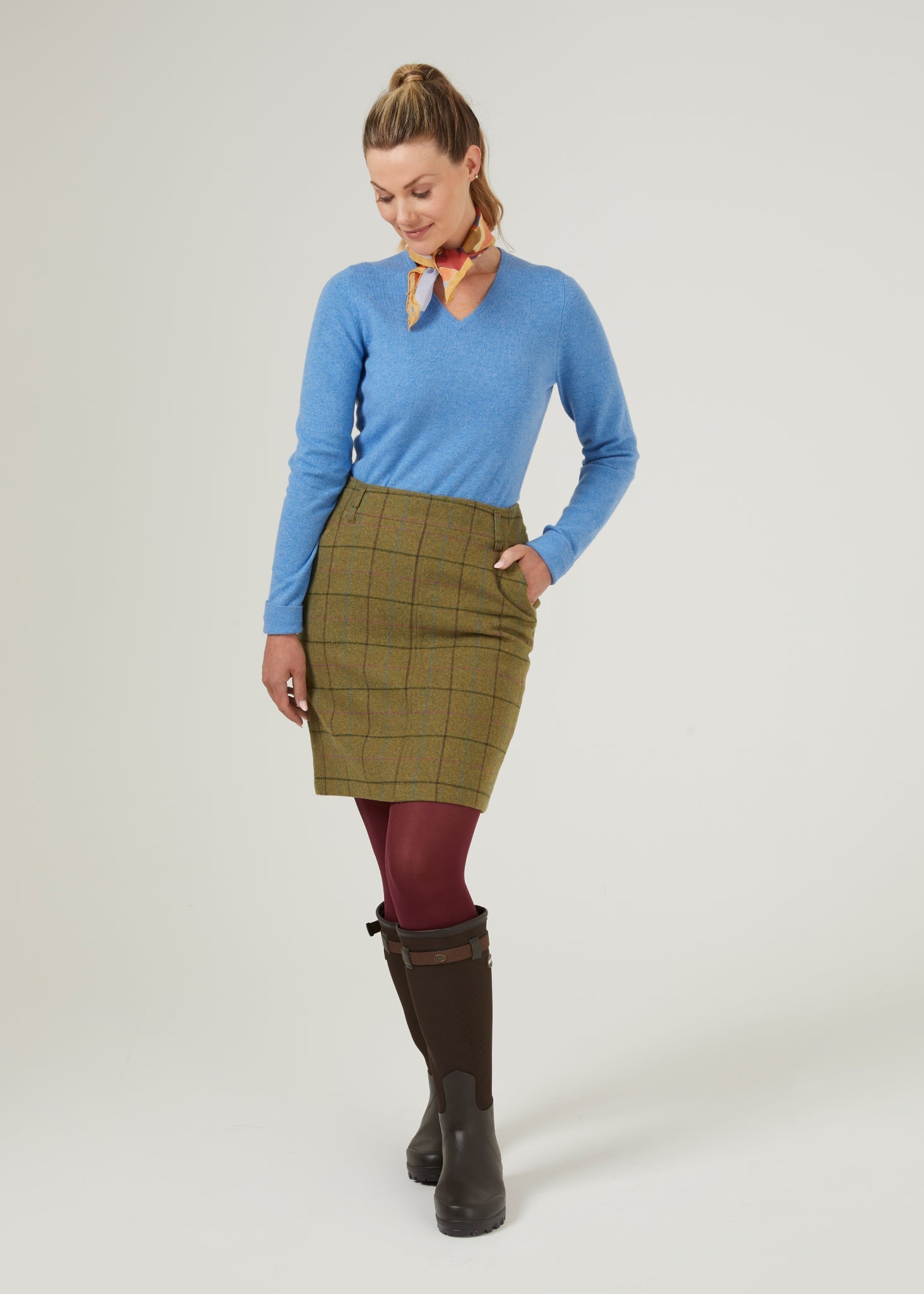 Ladies Tweed Skirt in Lotus