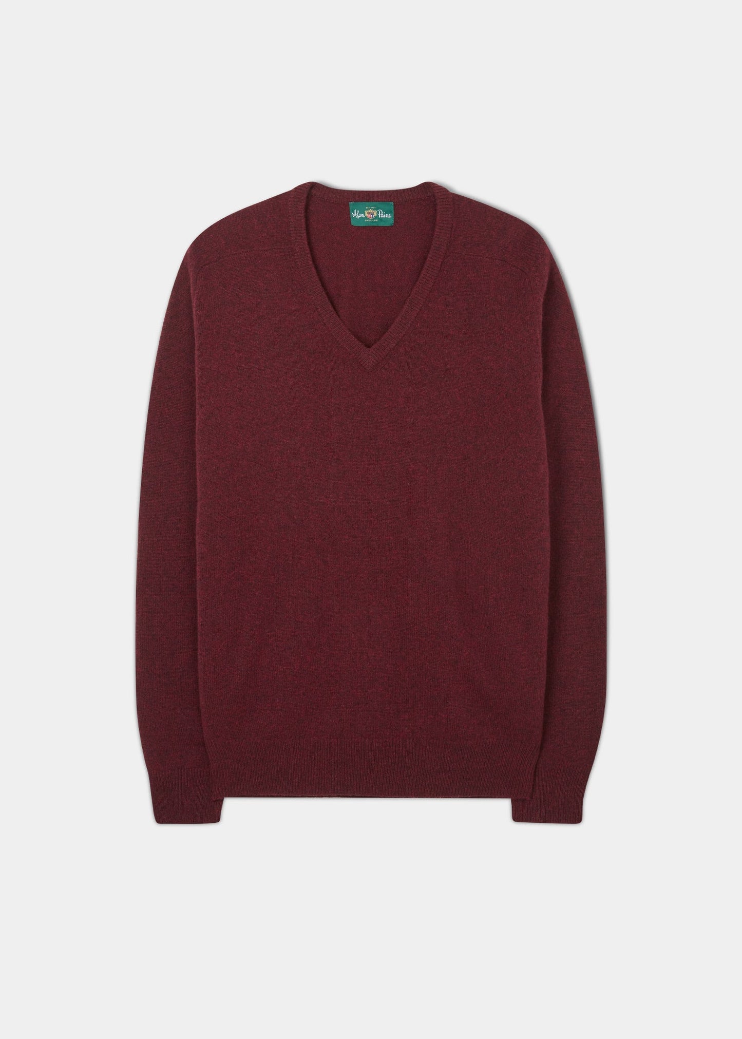 Men's Lambswool Vee Neck Jumper in Rosso - Classic Fit