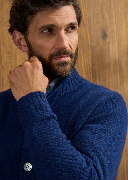 Landford Men's Lambswool Buttoned Jumper In Indigo