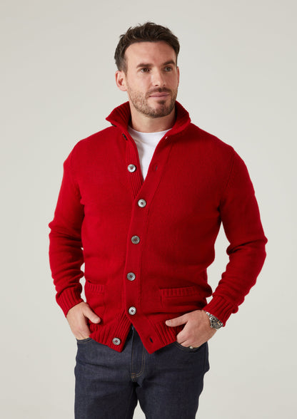 Landford Men's Lambswool Buttoned Jumper In Dubonnet 