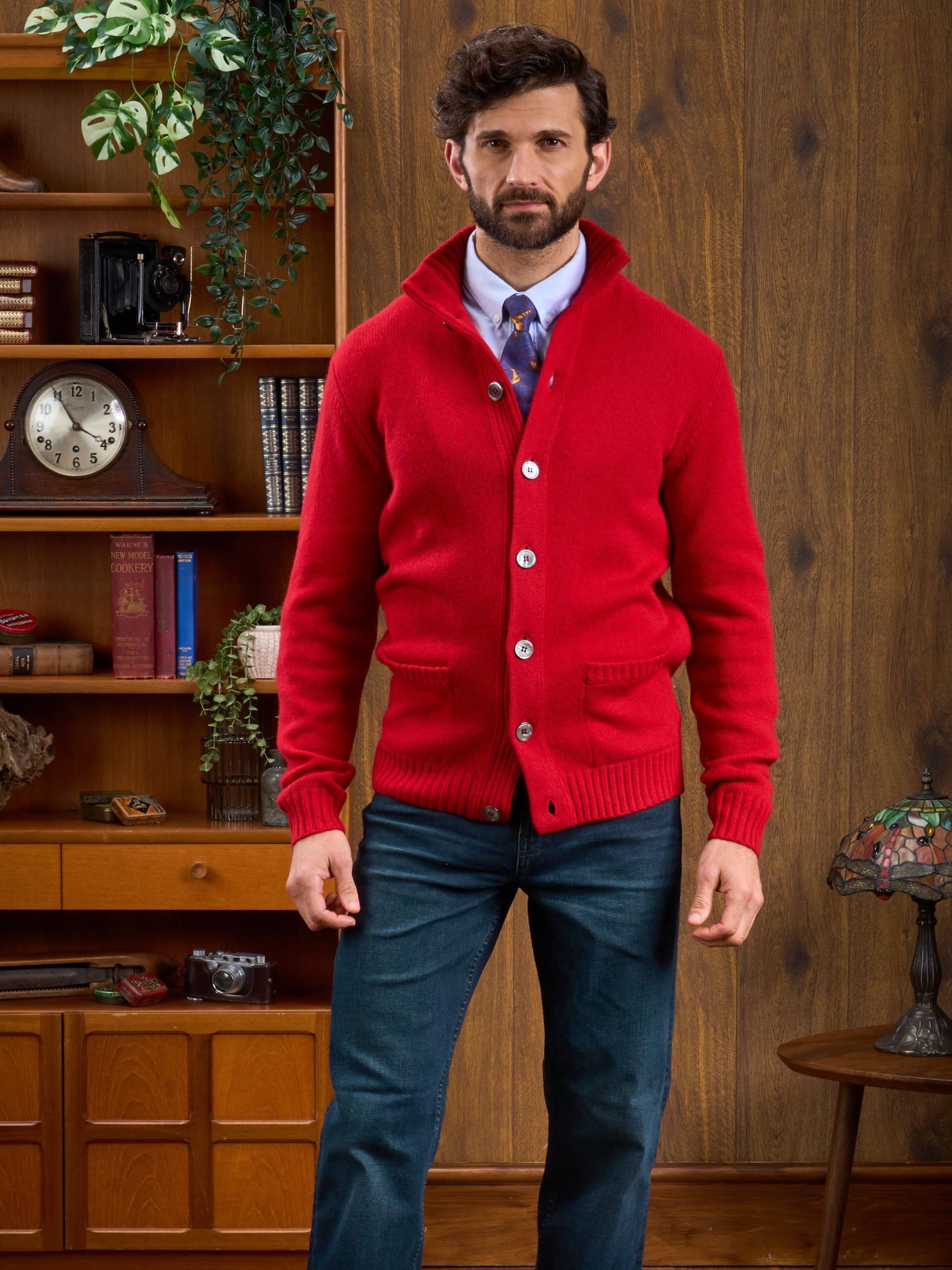 Lambswool Buttoned Jumper In Dubonnet 