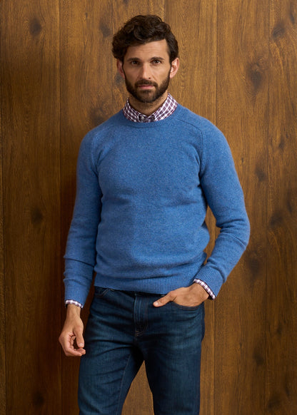 Lenzie Men's Lambswool Jumper In Jeans