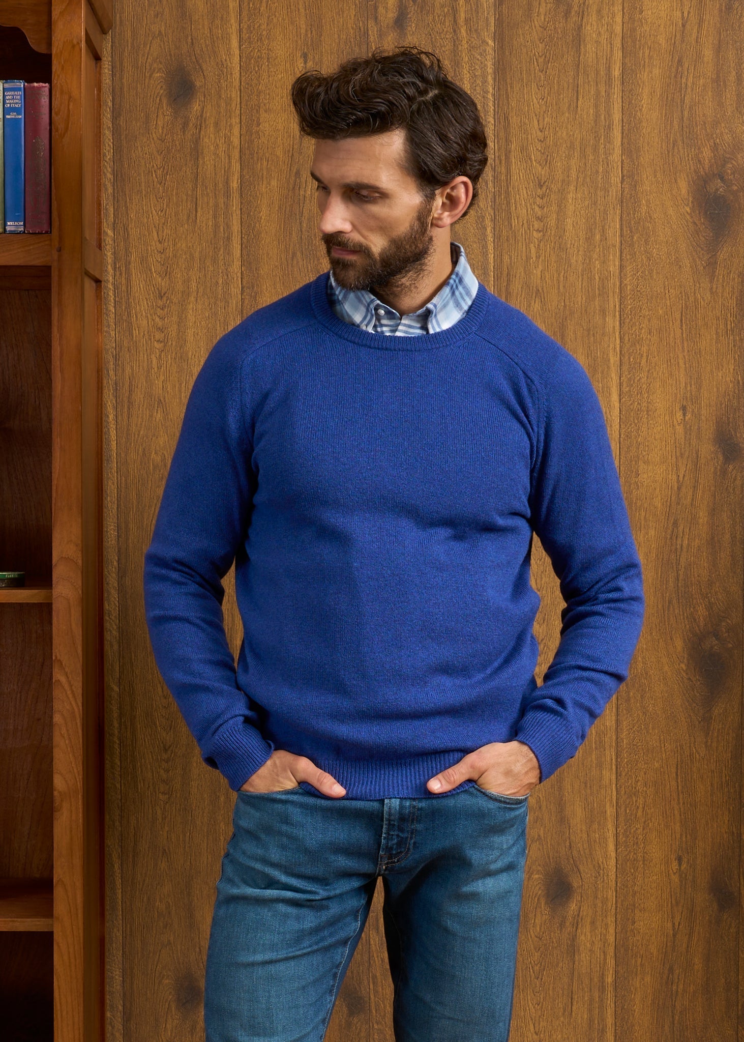 Lenzie Men's Lambswool Jumper In Persian