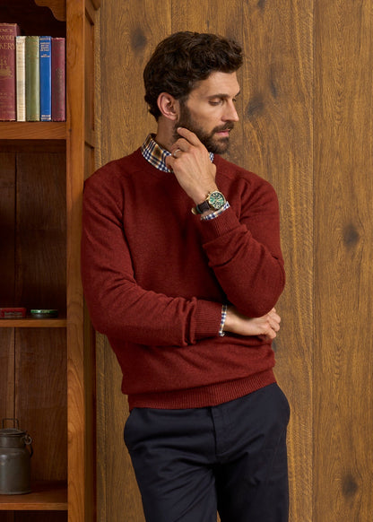 Lenzie Men's Lambswool Jumper In Sienna