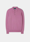 Geelong Wool Long Sleeve Polo Shirt in Pink Haze