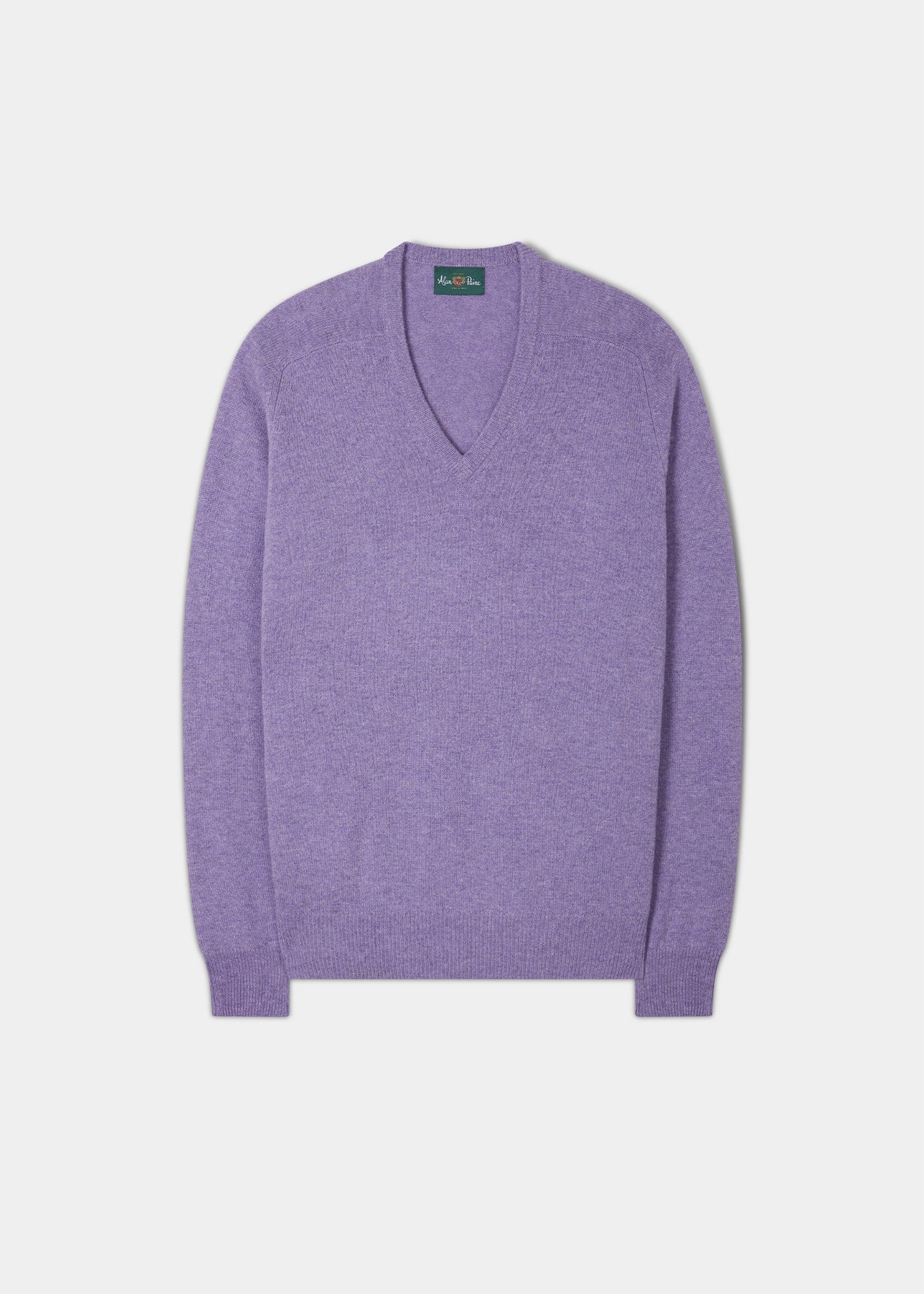 Men's Lambswool Vee Neck Jumper in Violet - Classic Fit