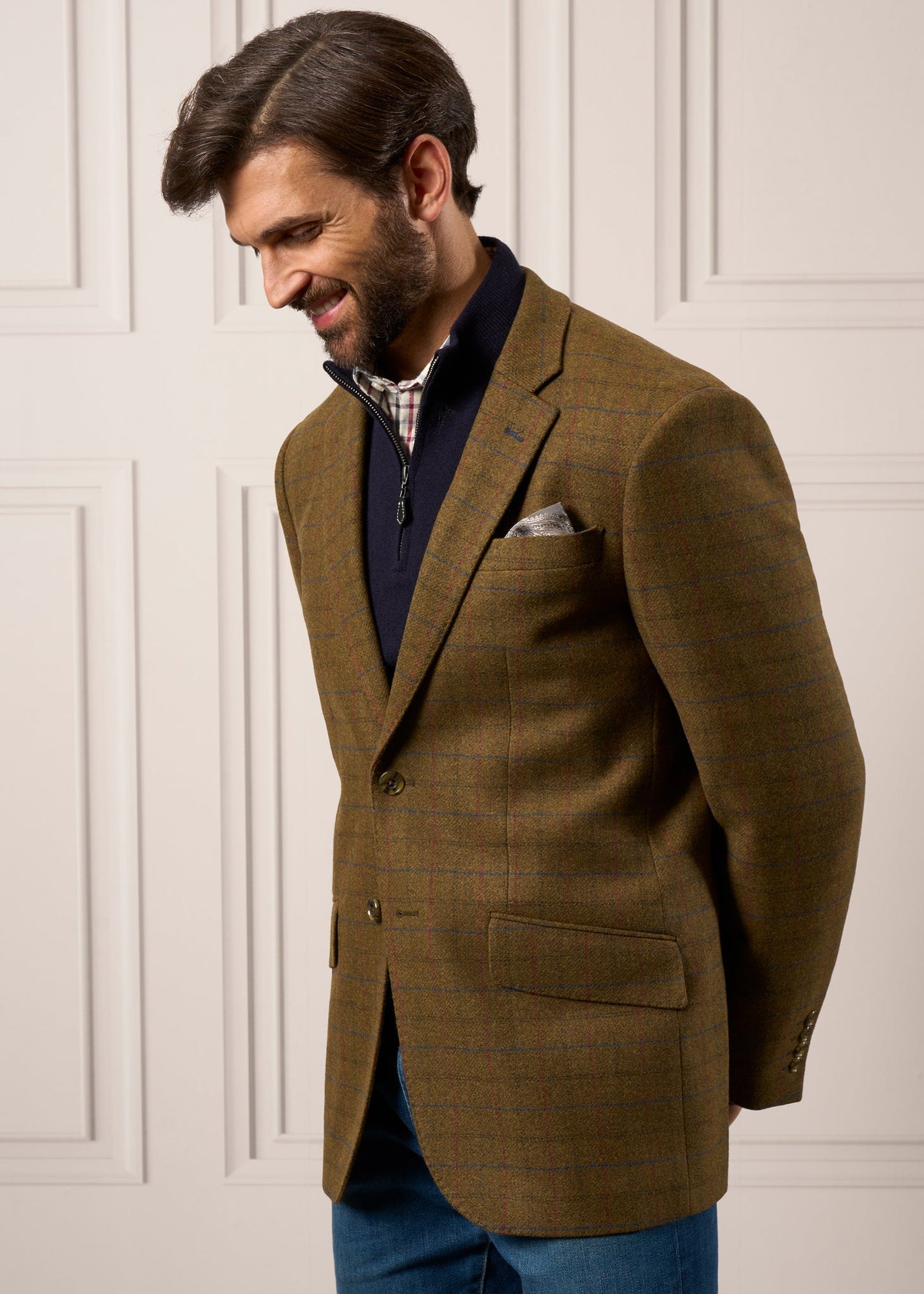 Surrey Tweed Lined Blazer In Moor - Regular Fit