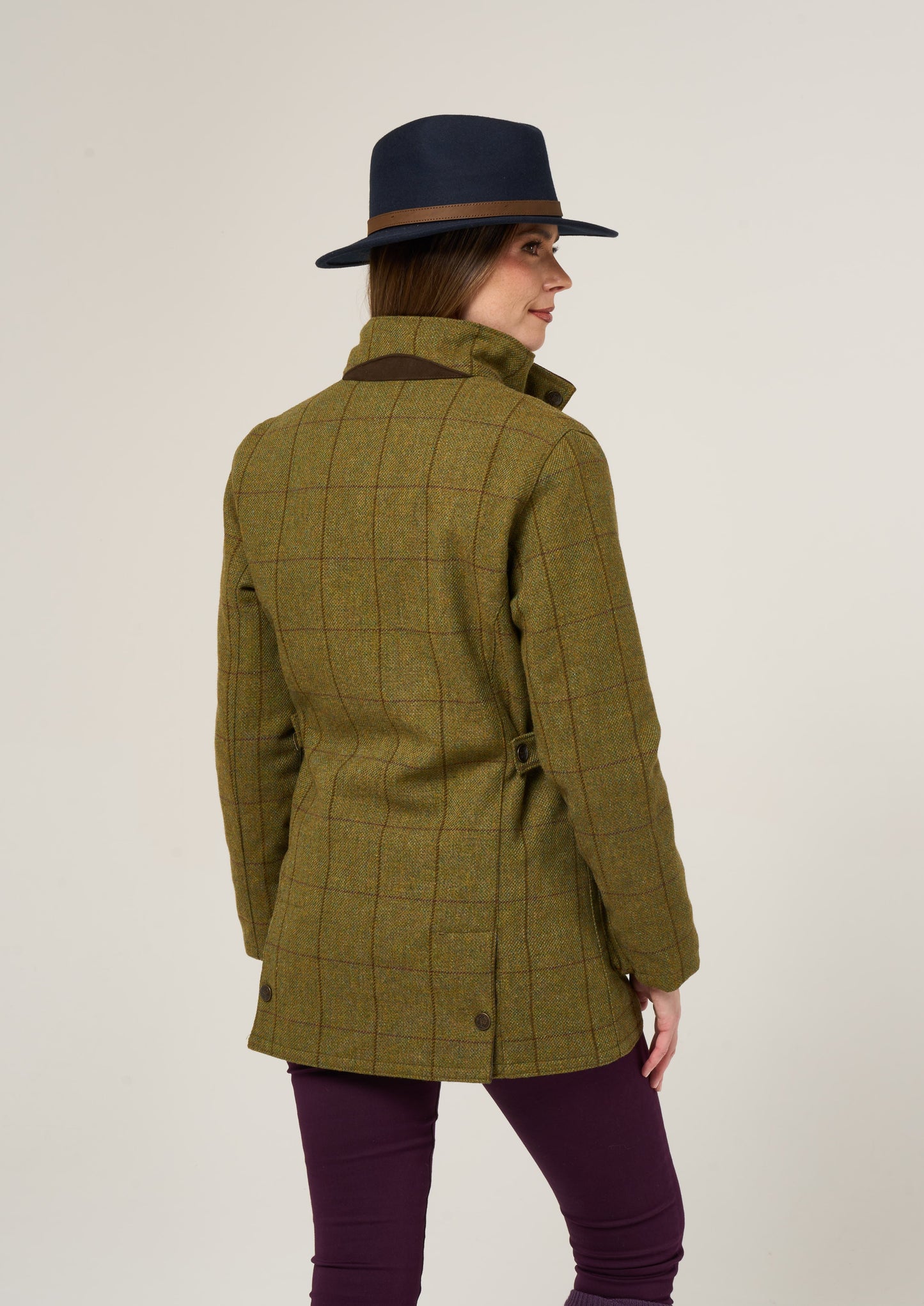 Rutland Ladies Tweed Waterproof Shooting Coat In Lichen