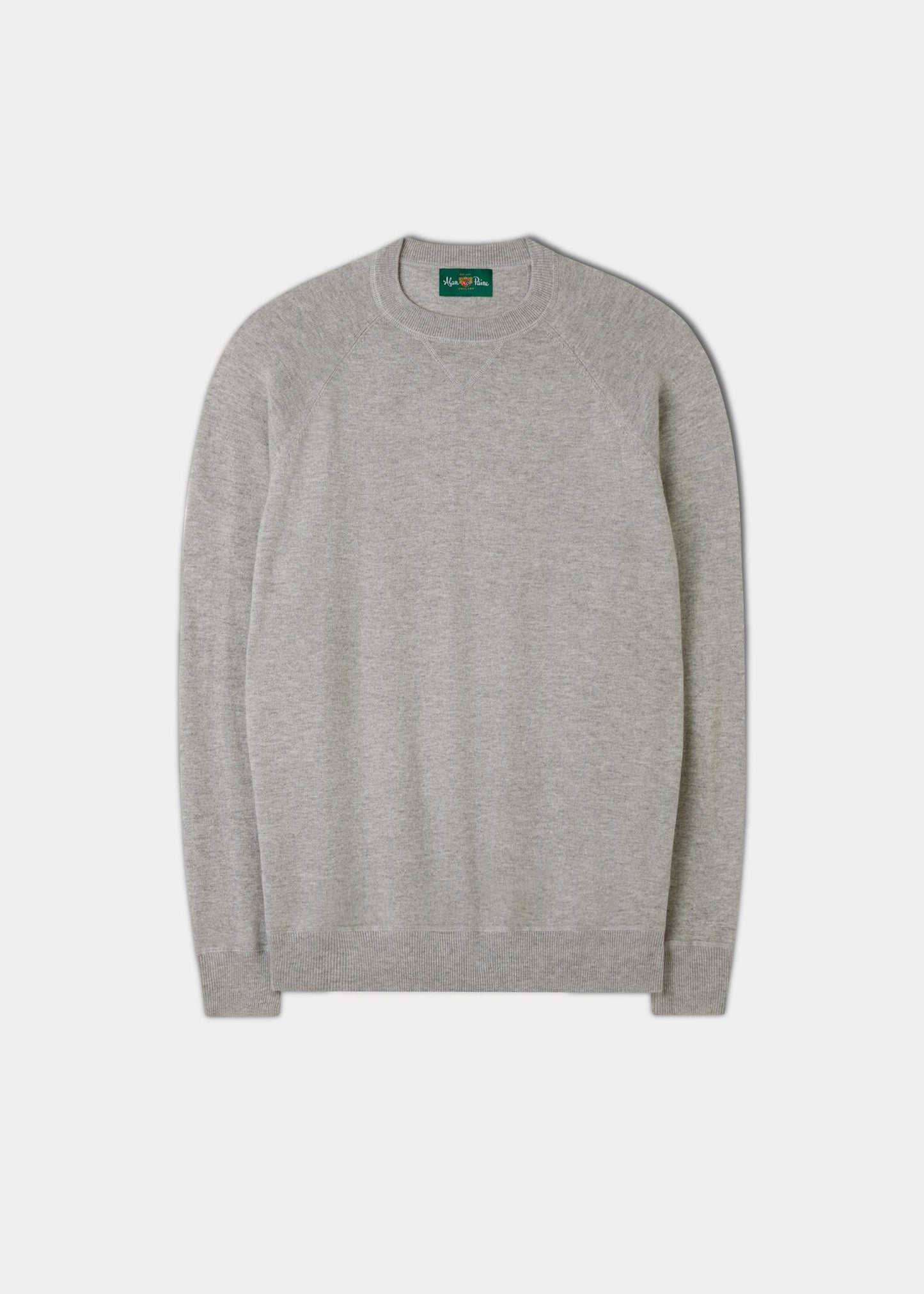 Saddington Cotton Merino Crew Neck Sweatshirt In Light Grey Mix