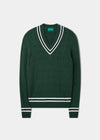 Sandridge Cable Knit Cricket Jumper In AP Green & Dark Navy