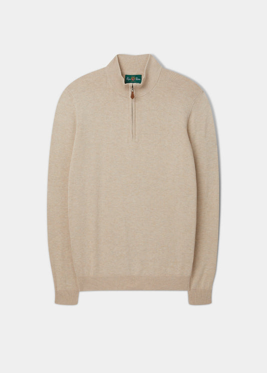 Selhurst Cotton Cashmere 1/4 Zip Jumper In Sand