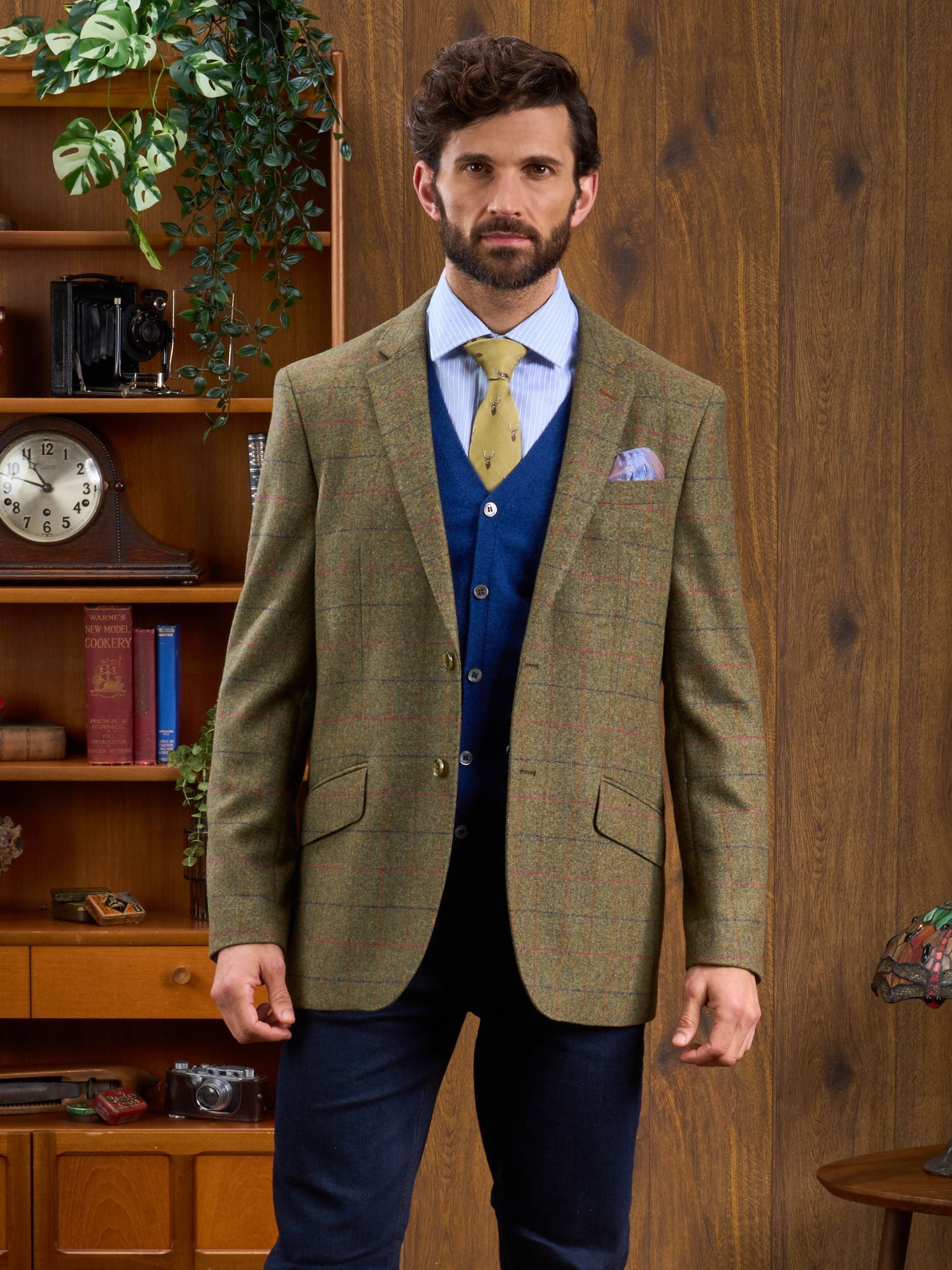 Surrey Tweed Lined Blazer In Meadow 