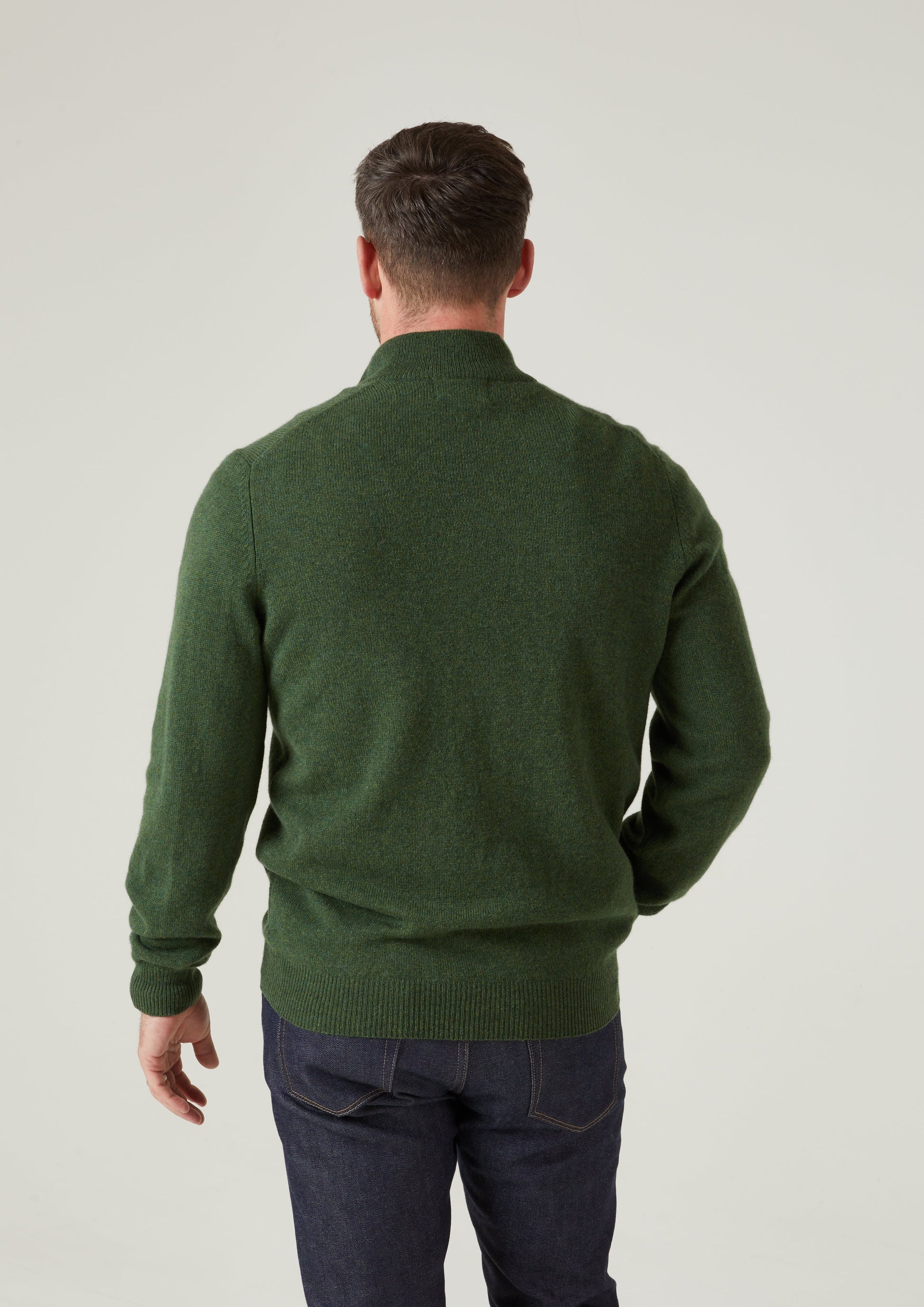 Sutherland Lambswool 1/4 Zip Jumper in Rosemary 