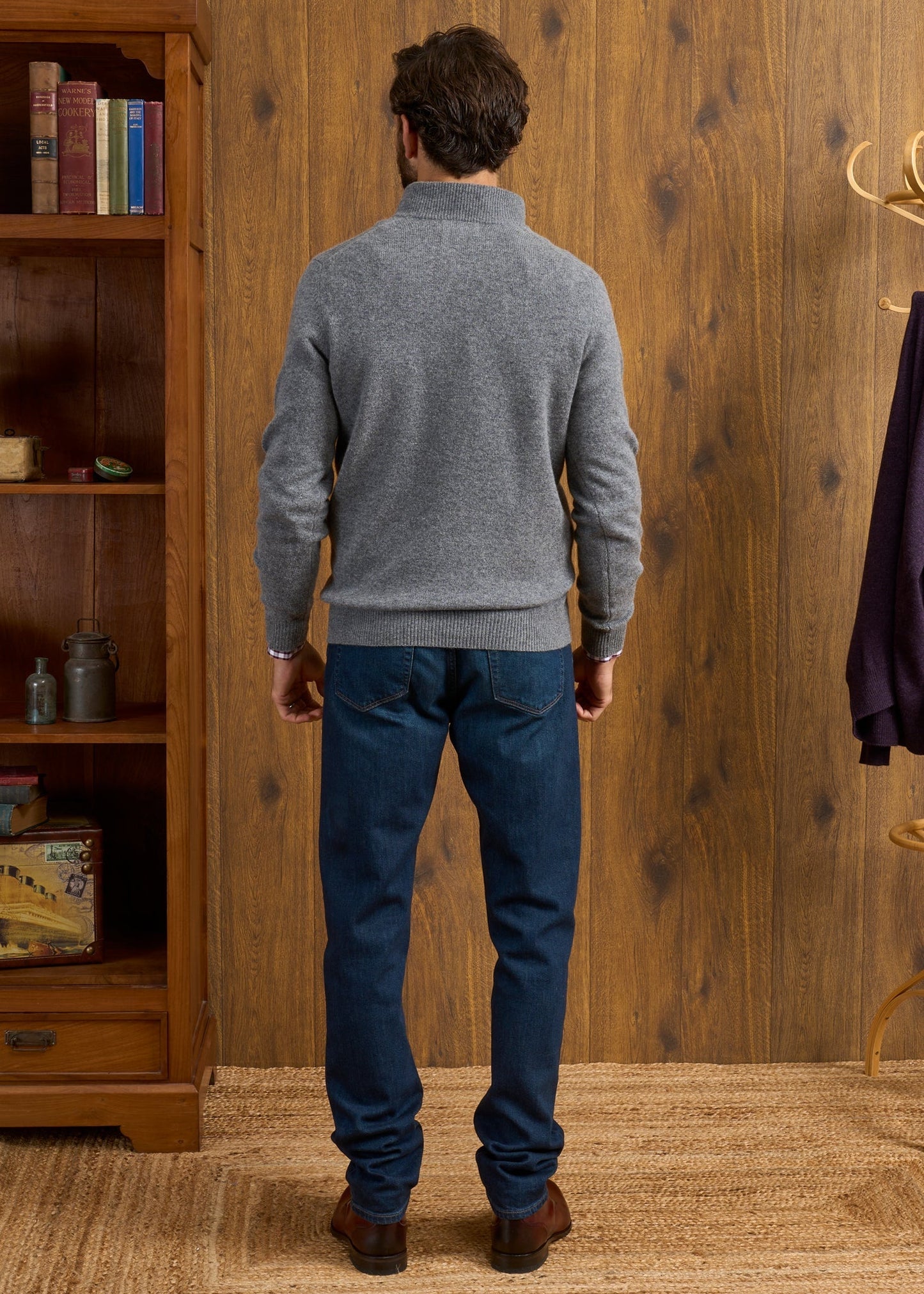 Sutherland Lambswool 1/4 Zip Jumper in Grey Mix