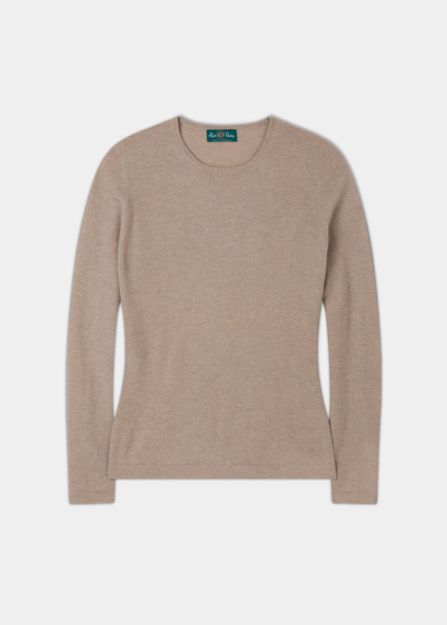 Zoe Ladies Cashmere Crew Neck Jumper In Linen